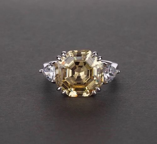 "FREA" Made to Order 13ct aquamarine,citrine moissanite lab grown diamond in gold vermeil.