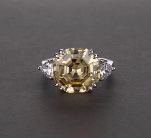 "FREA" Made to Order 13ct aquamarine,citrine moissanite lab grown diamond in gold vermeil.