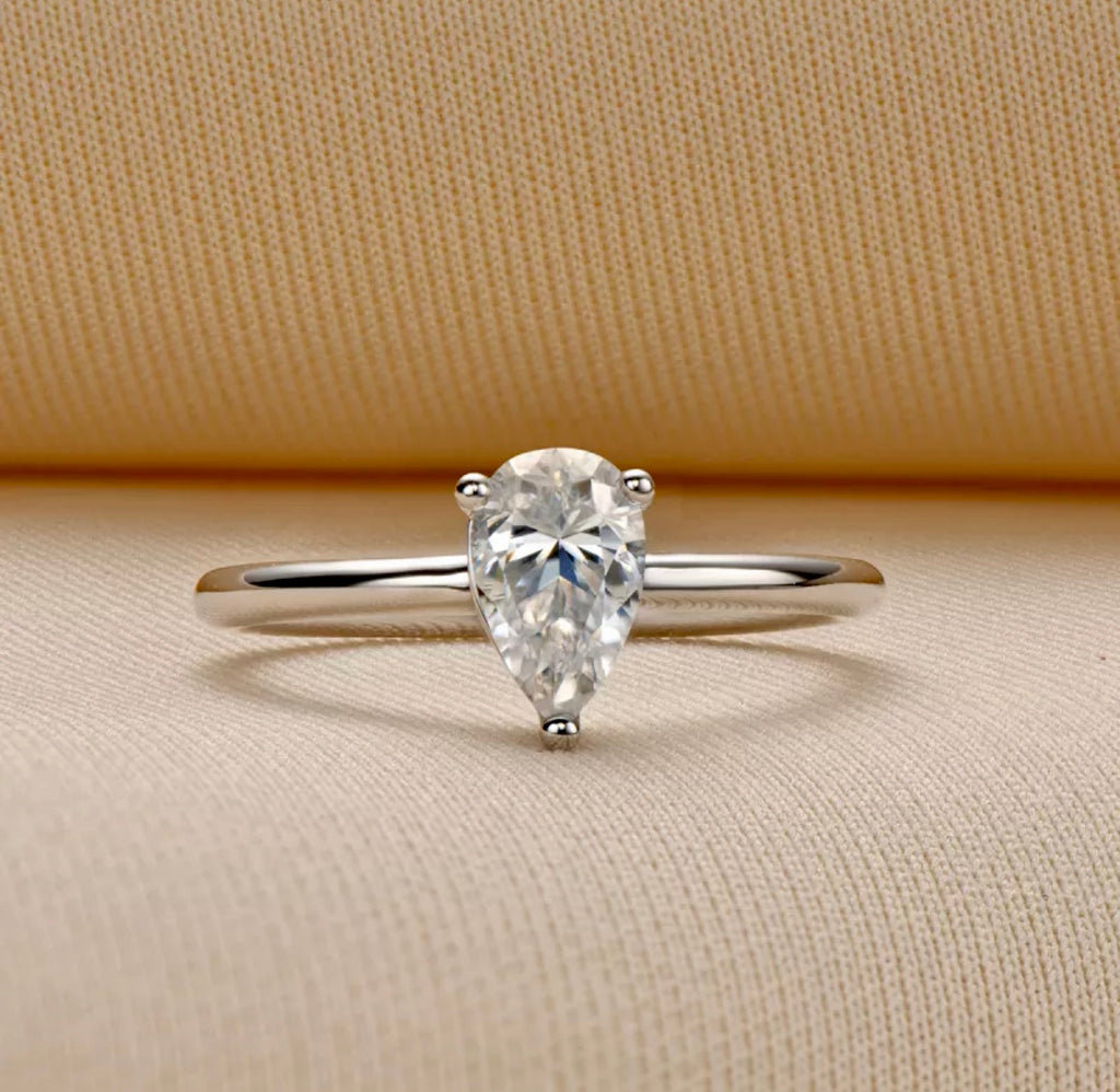"Crystal" moissanite diamond Engagement Ring Pear Shape