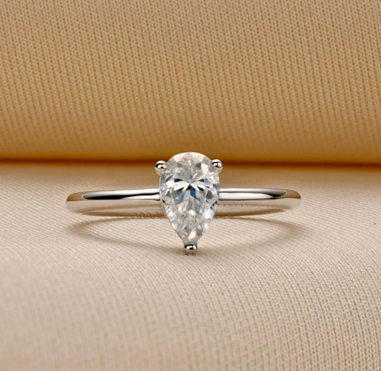 "Crystal" moissanite diamond Engagement Ring Pear Shape