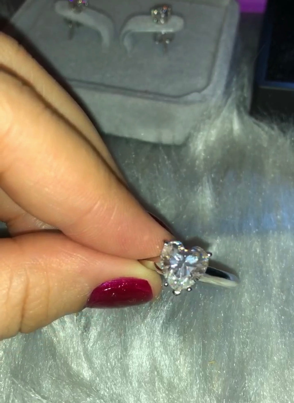 " Crystal Amia" Heart Engagement Ring