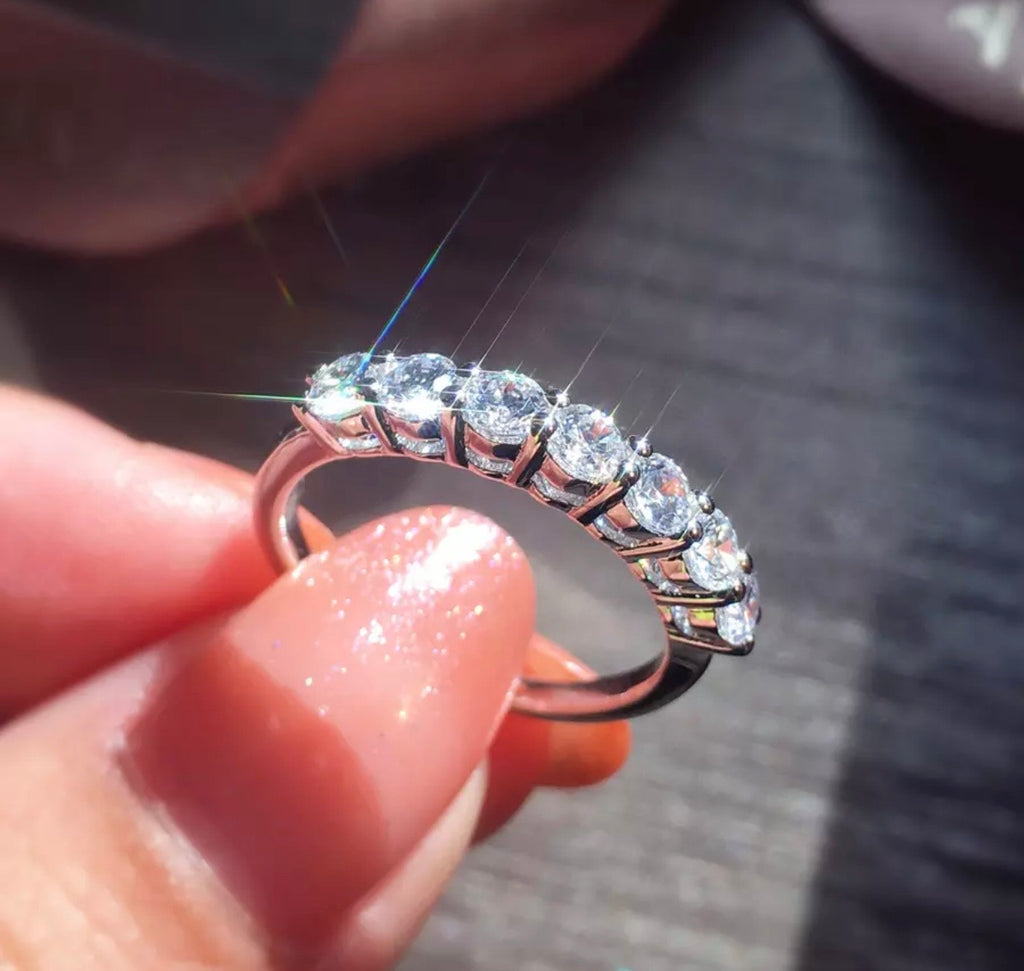 Half Eternity Natural Moissanite Diamond Ring