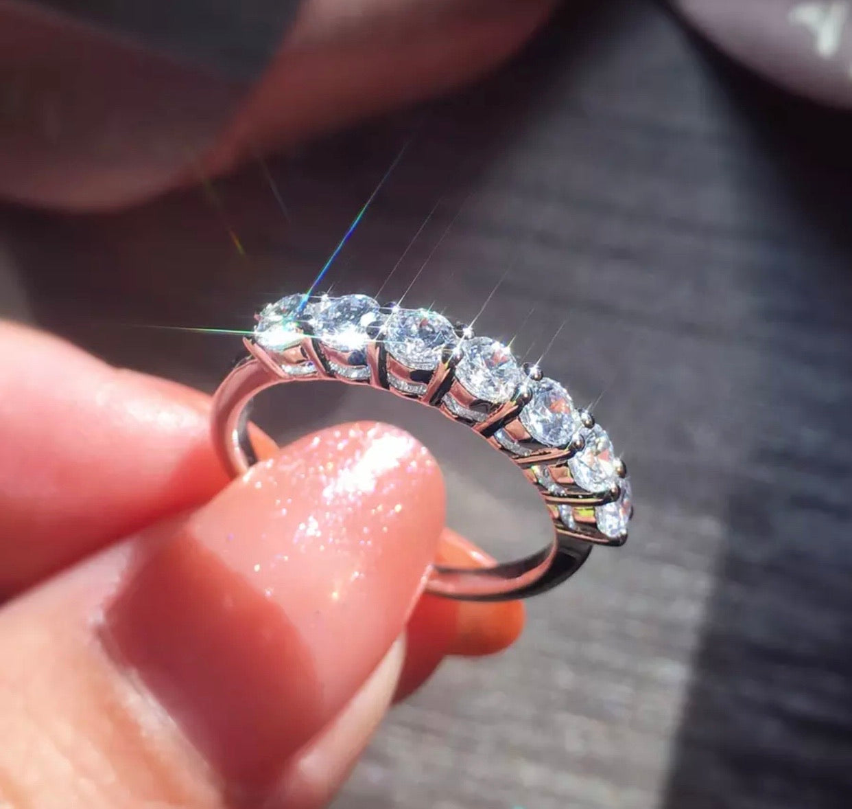 Half Eternity Natural Moissanite Diamond Ring