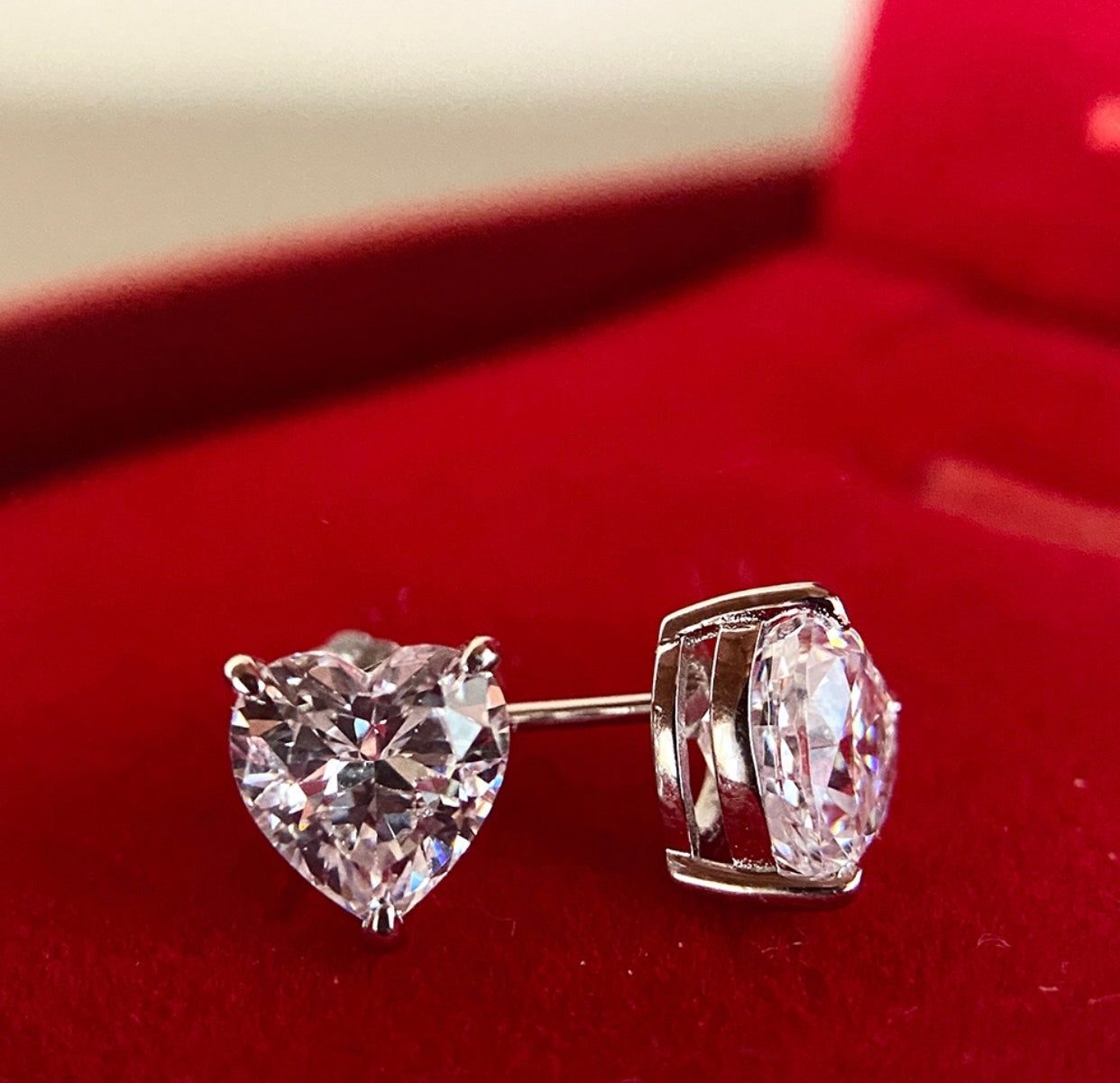 Crystal Heart 1 Moissanite Diamond Earrings