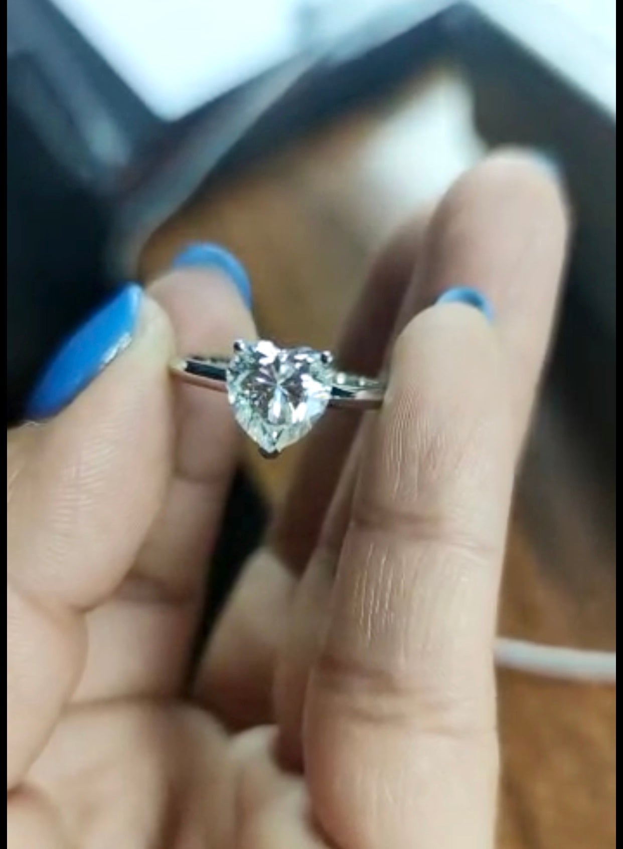 " Crystal Amia" Heart Engagement Ring