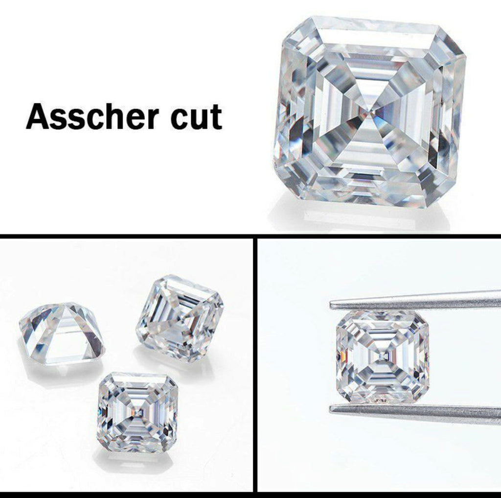 Asscher cut Moissanite Diamond Ring