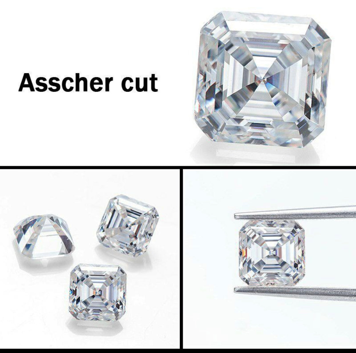 Asscher cut Moissanite Diamond Ring