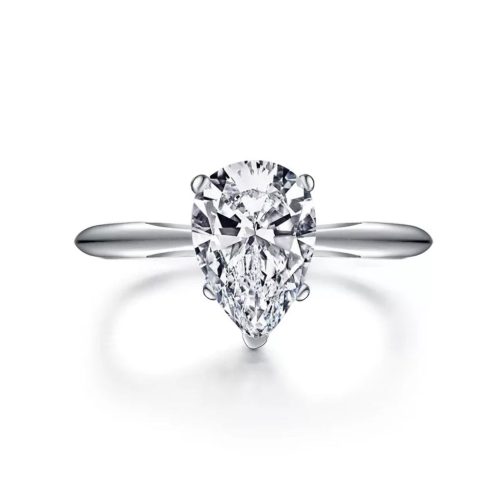 "Crystal" moissanite diamond Engagement Ring Pear Shape