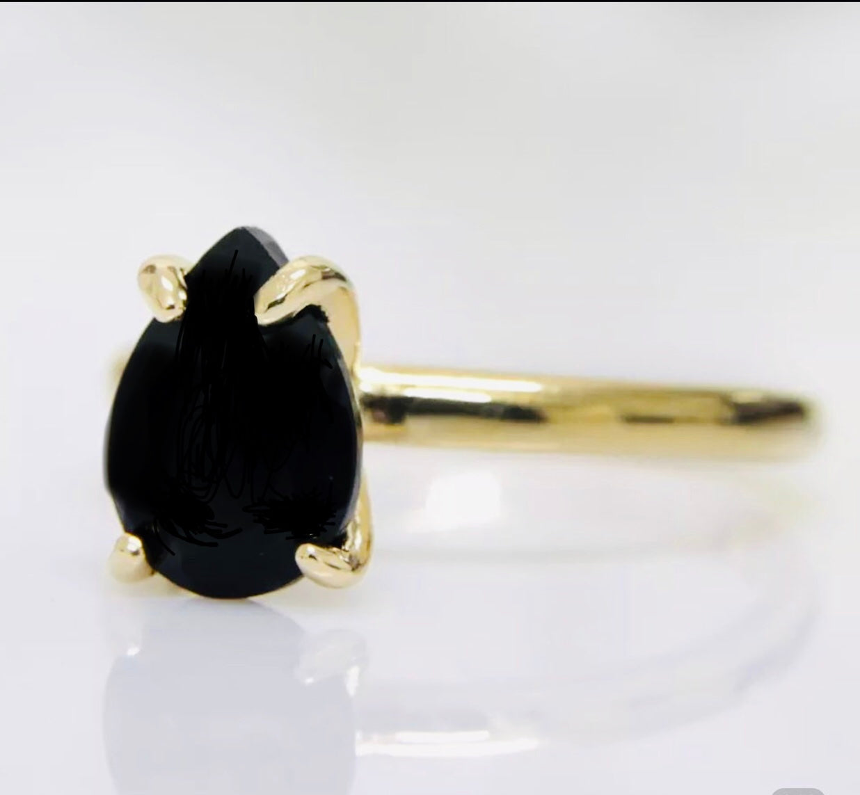 " Ciara " Black Pear Moissanite Diamond Ring