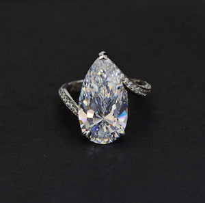 Super Sparkly 12 x 22mm Pear Shape Moissanite Diamond Stone in Pure Italian Silver coated 6 X Platinum/21K Pure White Gold