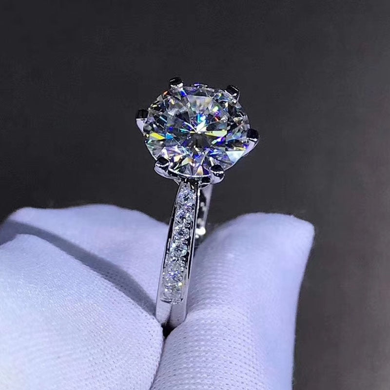 14K White Gold 1Ct/2Ct Moissanite Diamond Stone Fiona Engagement Ring