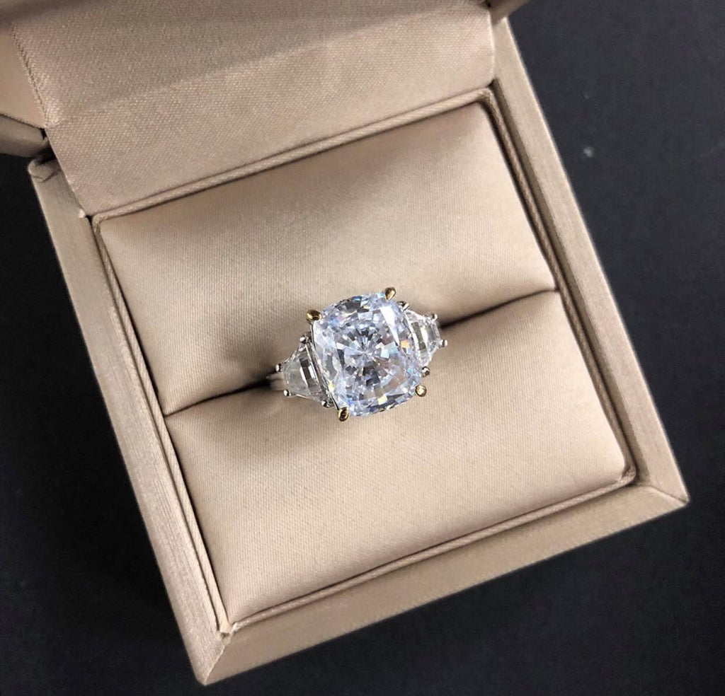 11ct "Trisha"  Luxury Cushion Cut  Lab Grown  Moissanite Diamond Engagement Ring
