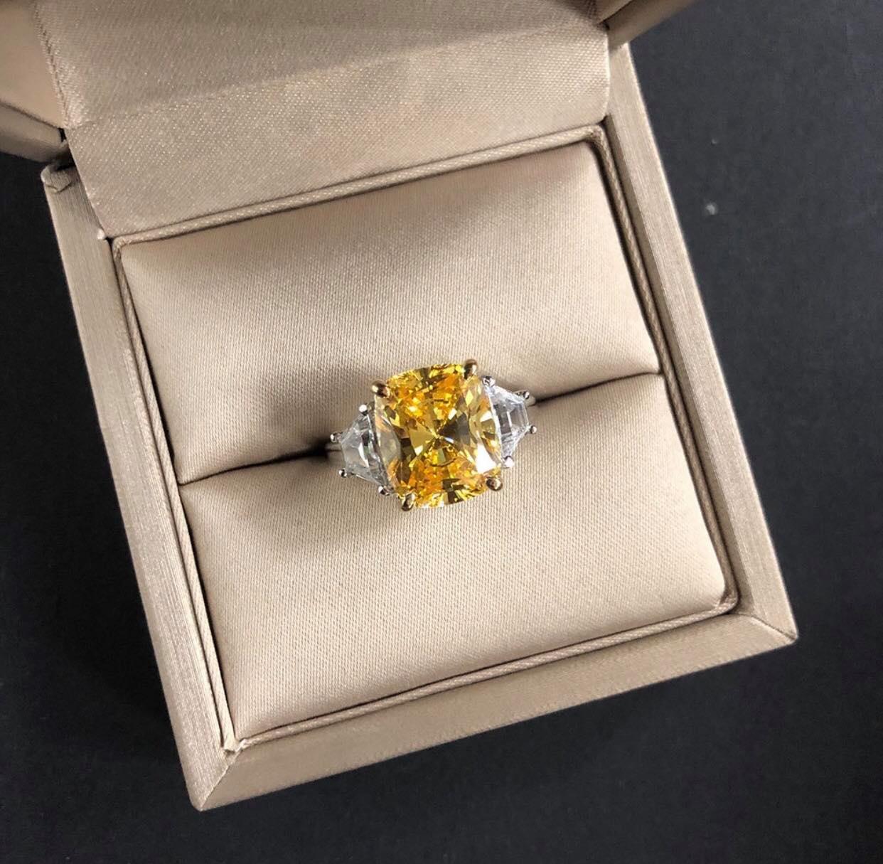 11ct "Trisha"  Luxury Cushion Cut  Lab Grown  Moissanite Diamond Engagement Ring