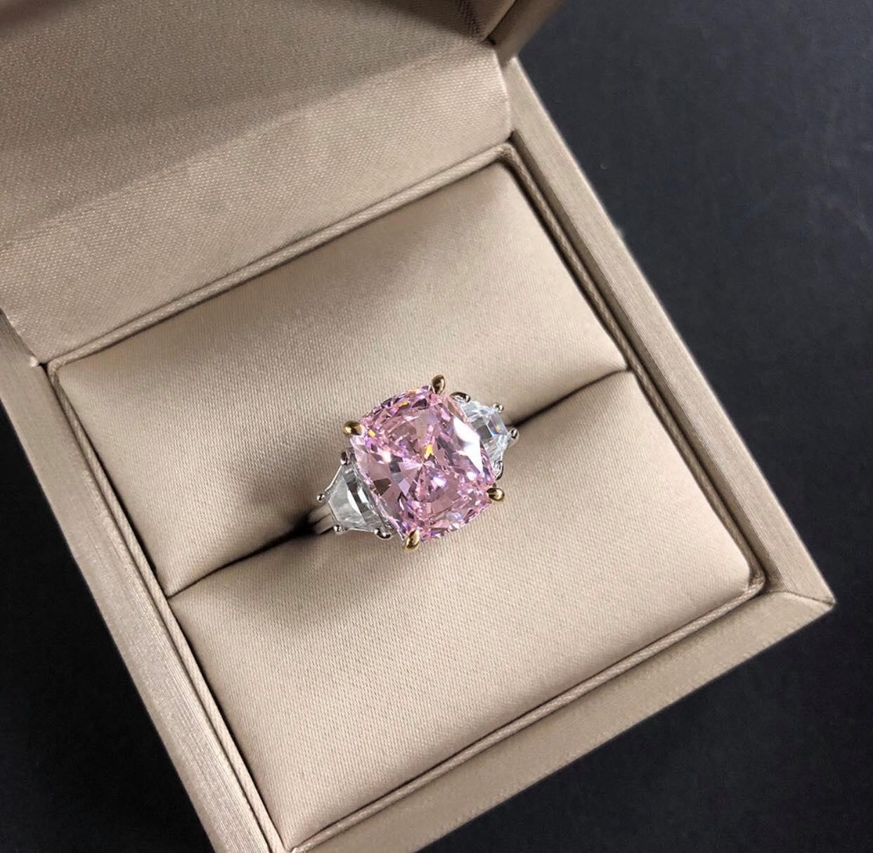 11ct "Trisha"  Luxury Cushion Cut  Lab Grown  Moissanite Diamond Engagement Ring