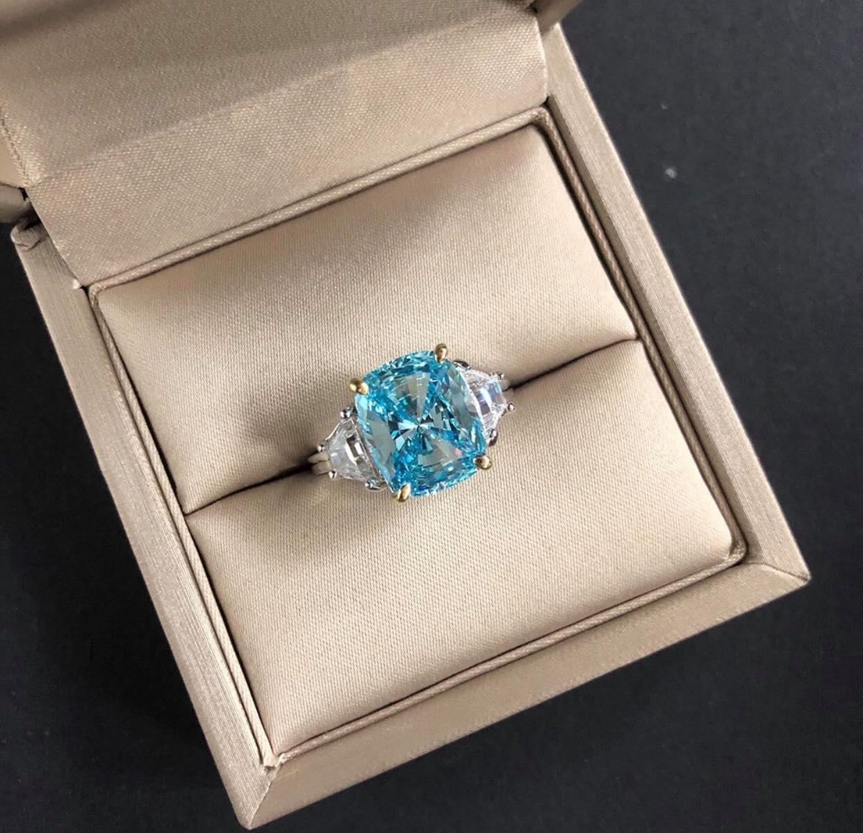 11ct "Trisha"  Luxury Cushion Cut  Lab Grown  Moissanite Diamond Engagement Ring